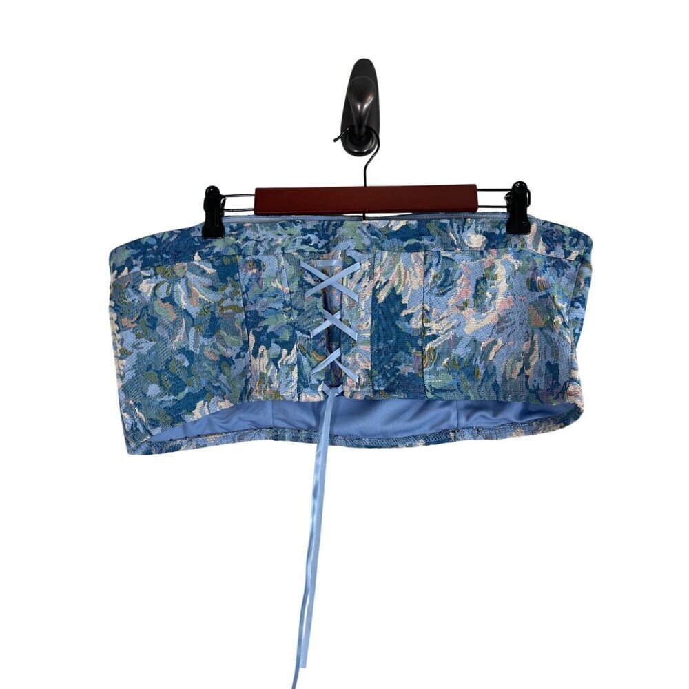 Madden Top XL Blue Floral Tapestry Boho Concert Western Coquette Twee Preppy Y2K